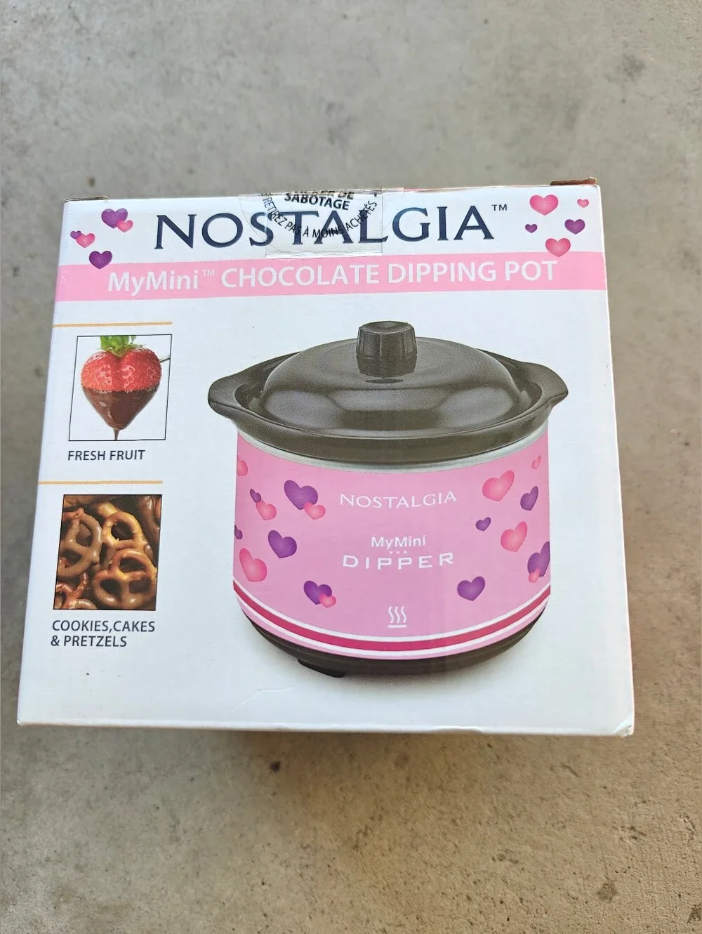 New NOSTALGIA My Mini Pink With Hearts Chocolate Dipping Pot